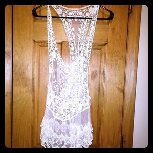 Lace racerback overshirt